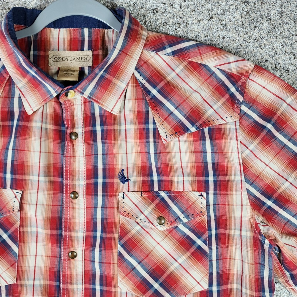 Cody James Western Shirt Mens XXL Plaid Pearl Snap Short Sleeve Excellent
